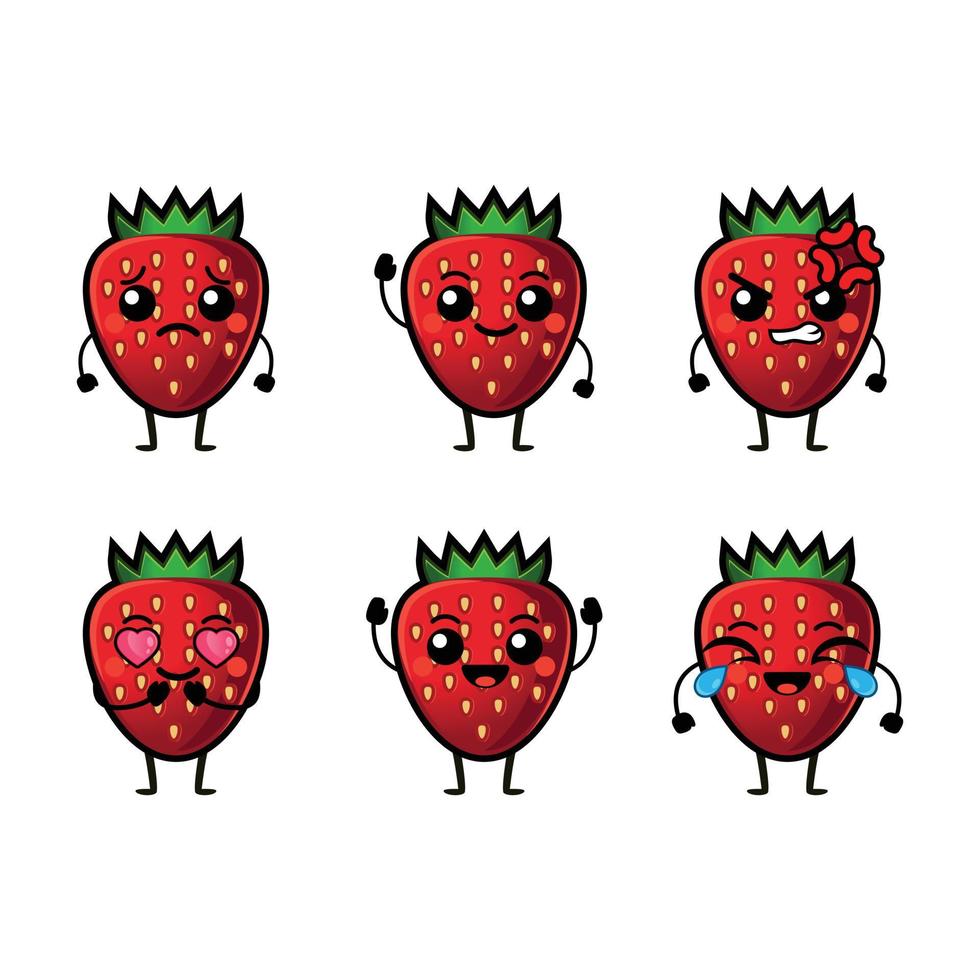 Cute strawberry character vector illustration