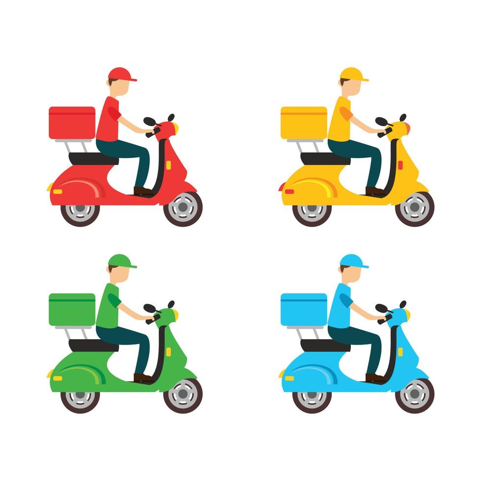Delivery man flat icons set colorful style vector