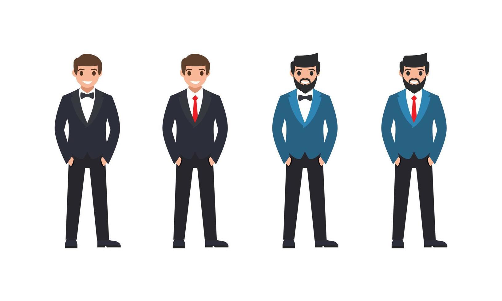 Businessmen set. Cartoon male characters vector illustration