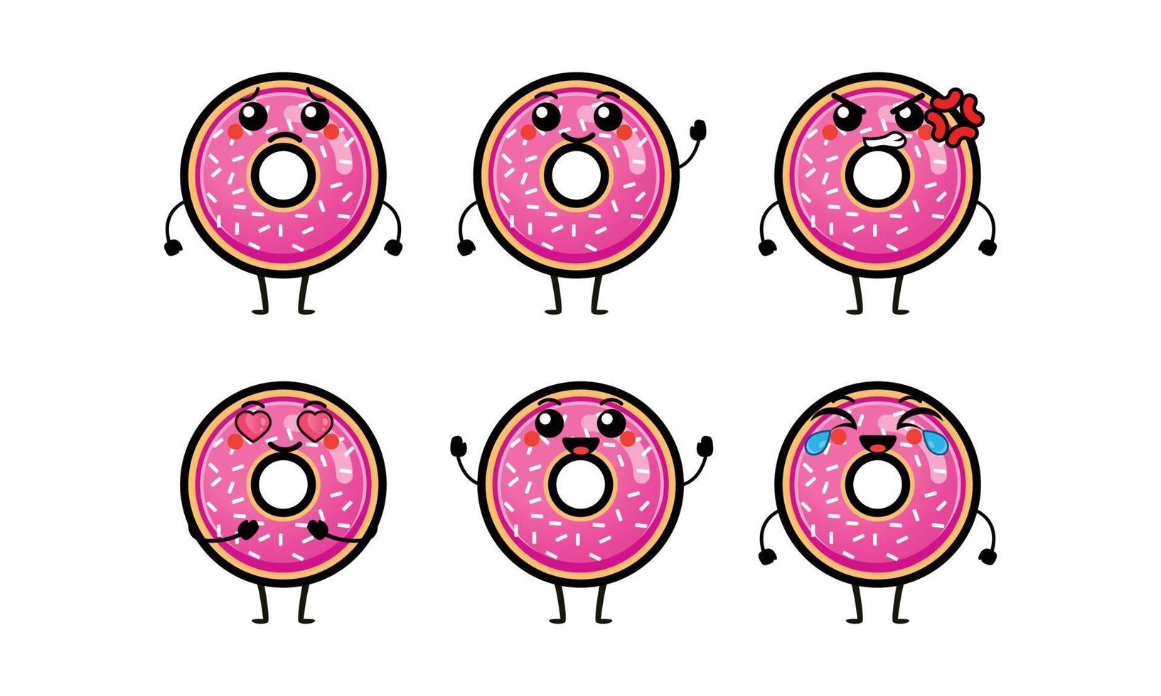 linda ilustración de vector de personaje de donut rosa