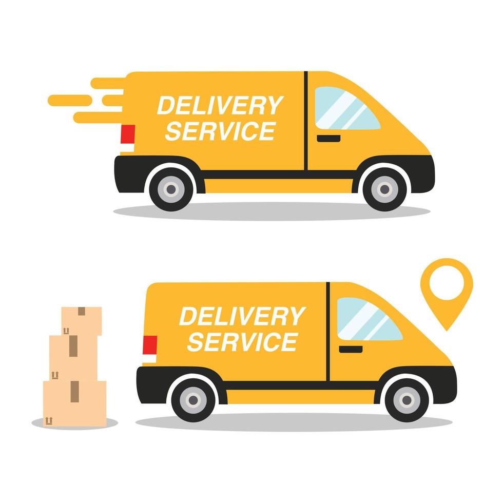 delivery van on white background vector