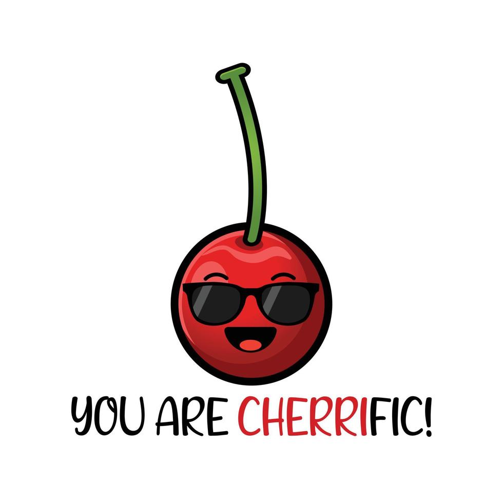 Cute red cherries with quotes vector