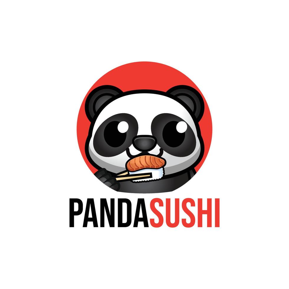 panda con ilustración de vector de logotipo de sushi