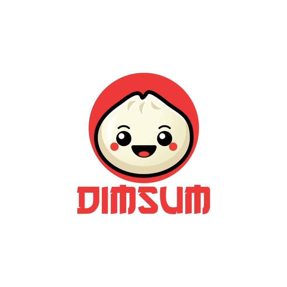 logotipo de dimsum con linda mascota sobre fondo blanco vector