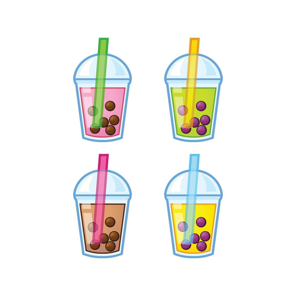 cute bubble tea logo vector illustration