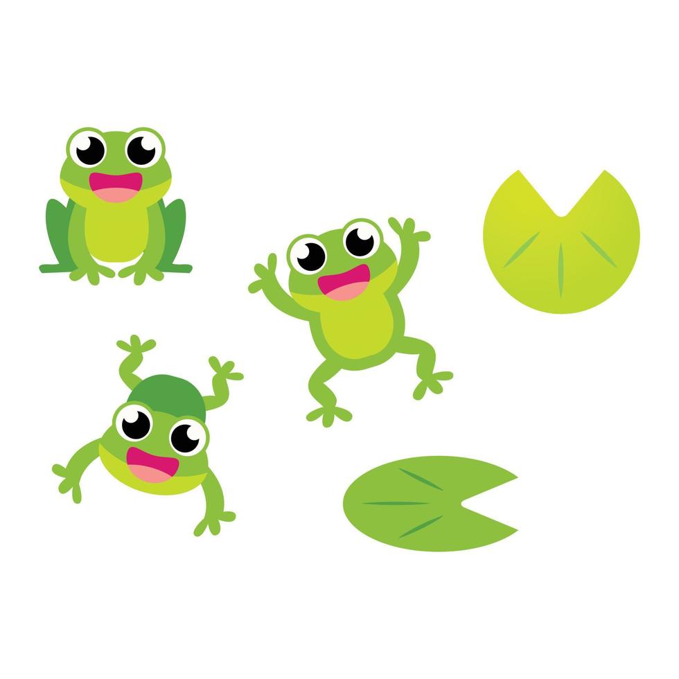 conjunto de lindos personajes de dibujos animados de ranas vector