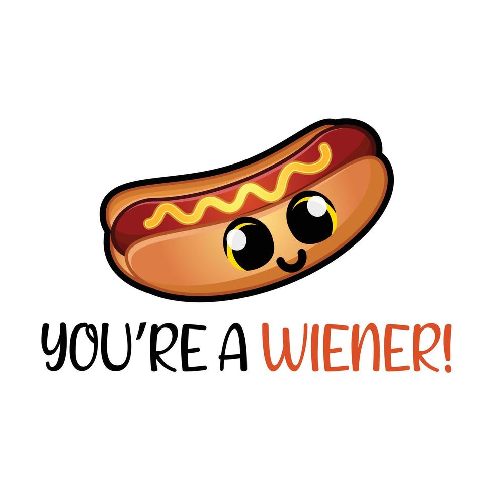 ilustración de tarjeta de felicitación de juego de palabras de hot dog vector