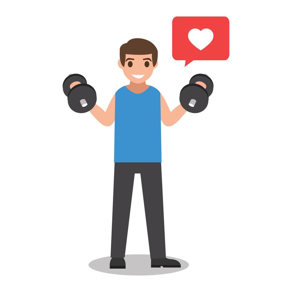 Fit man with dumbell illustration vector