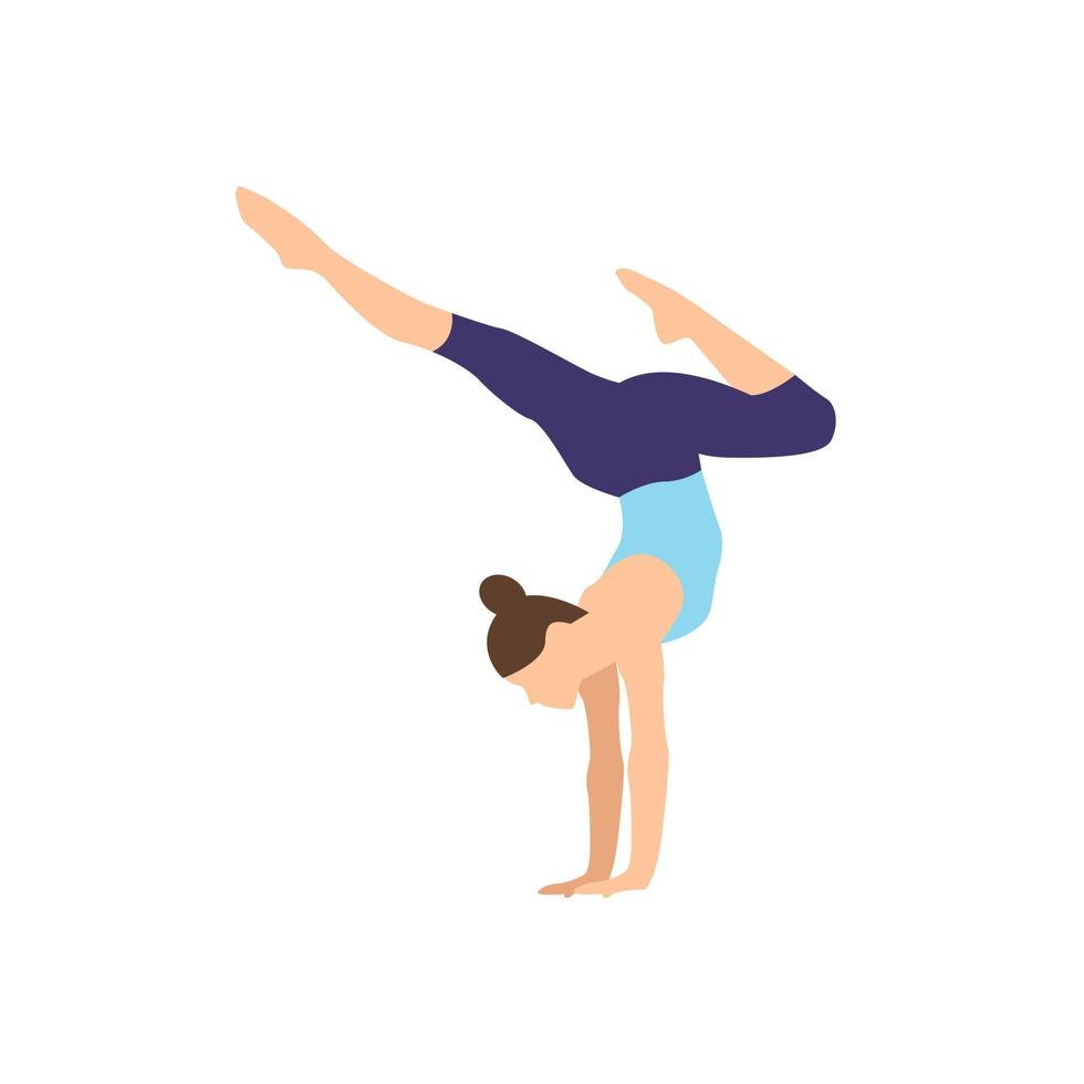 A woman does yoga poses on a white background vector