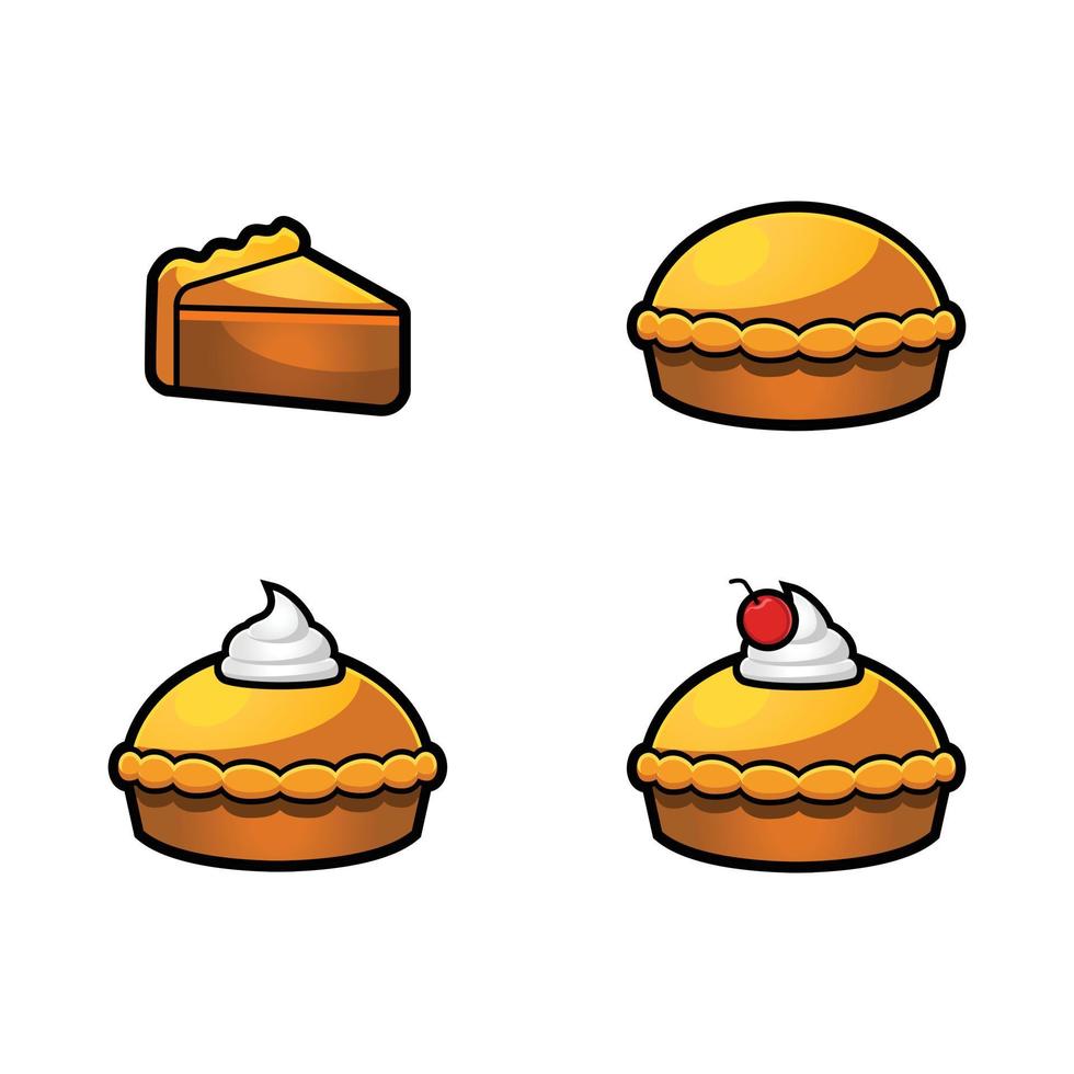 Cute cartoon pie slices set, vector illustration