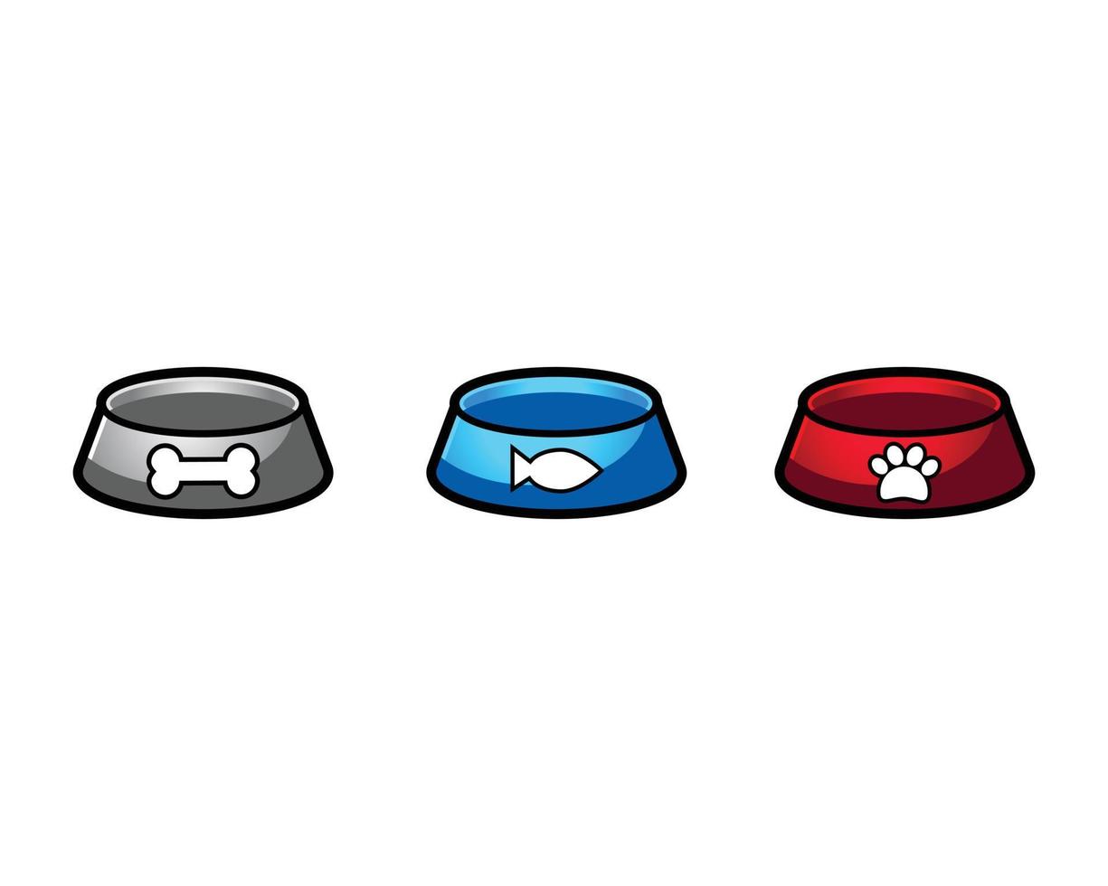 pet food bowl collection set vector illustration