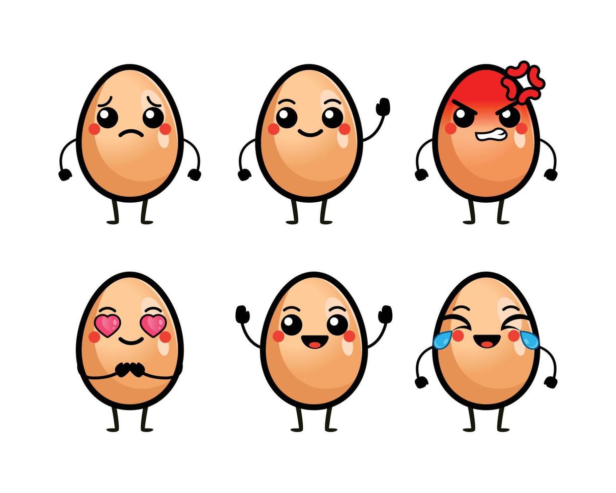 Ilustración de vector de personajes de huevo lindo
