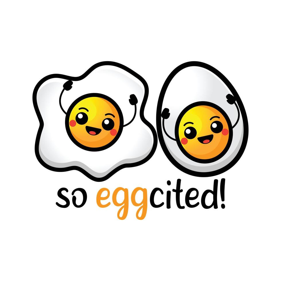 excited egg with pun quotes vector