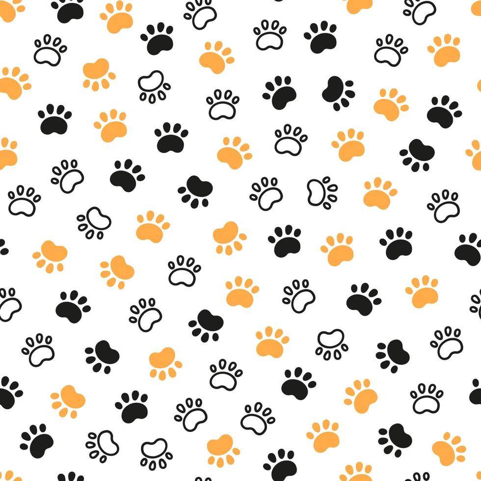 patrón de perro sin costuras con huellas de patas. textura de patas de gato. patrón con huellas de perros. textura de perro ilustración vectorial dibujada a mano en estilo garabato sobre fondo blanco vector