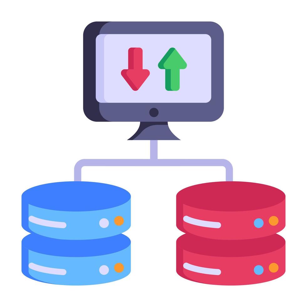 transferencia de datos de Internet, icono plano de alojamiento en la nube vector