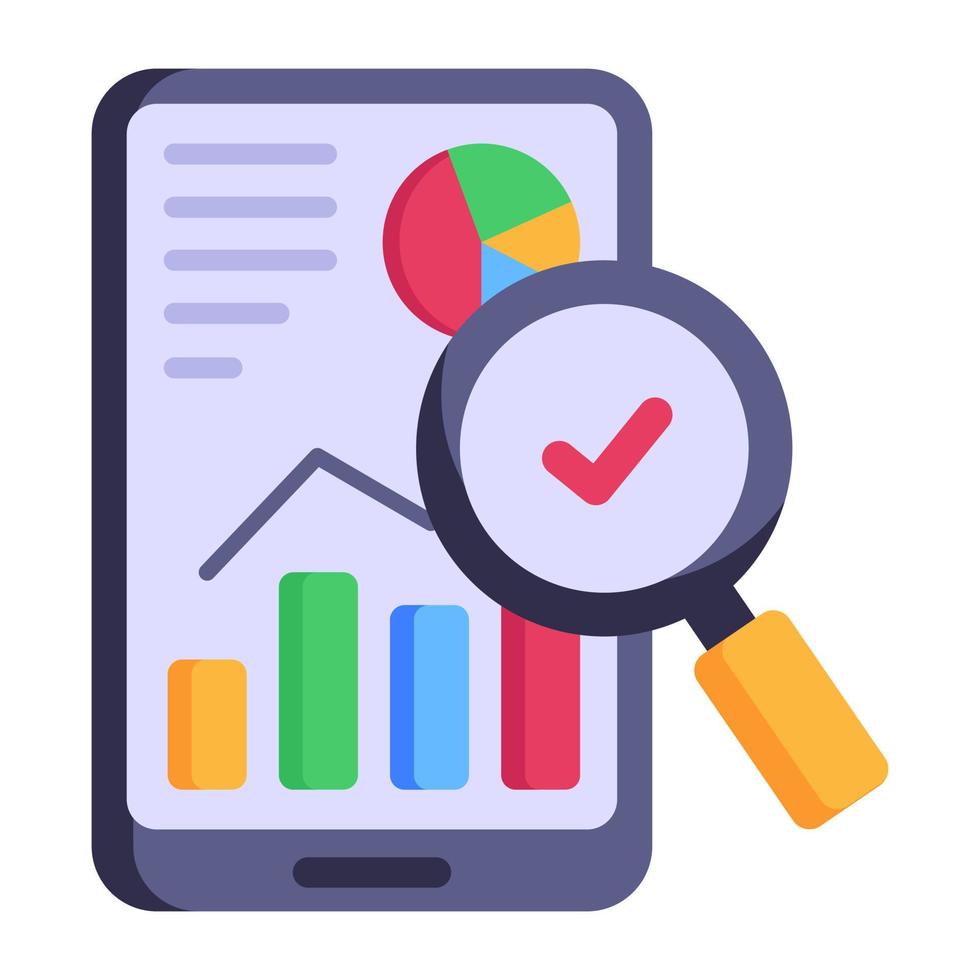 Business chart, flat style icon of online analysis vector