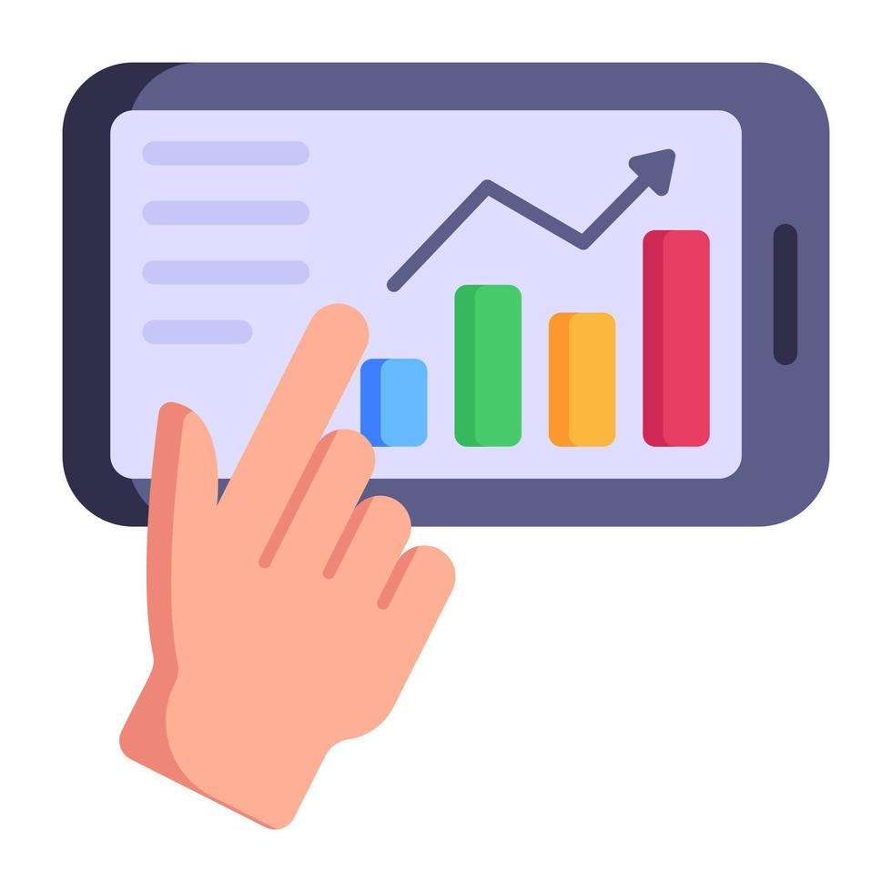 Business chart, flat style icon of online analysis vector