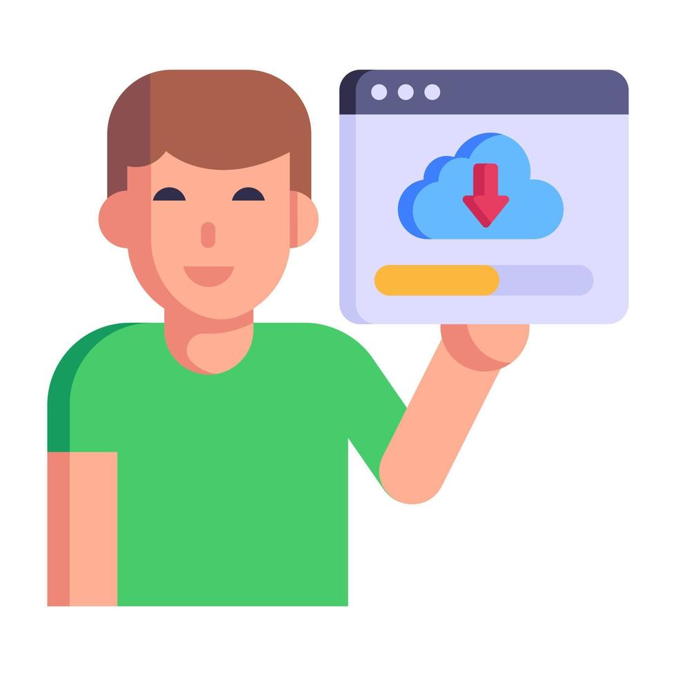 descargar icono plano premium de descarga en la nube, almacenamiento de datos de Internet vector
