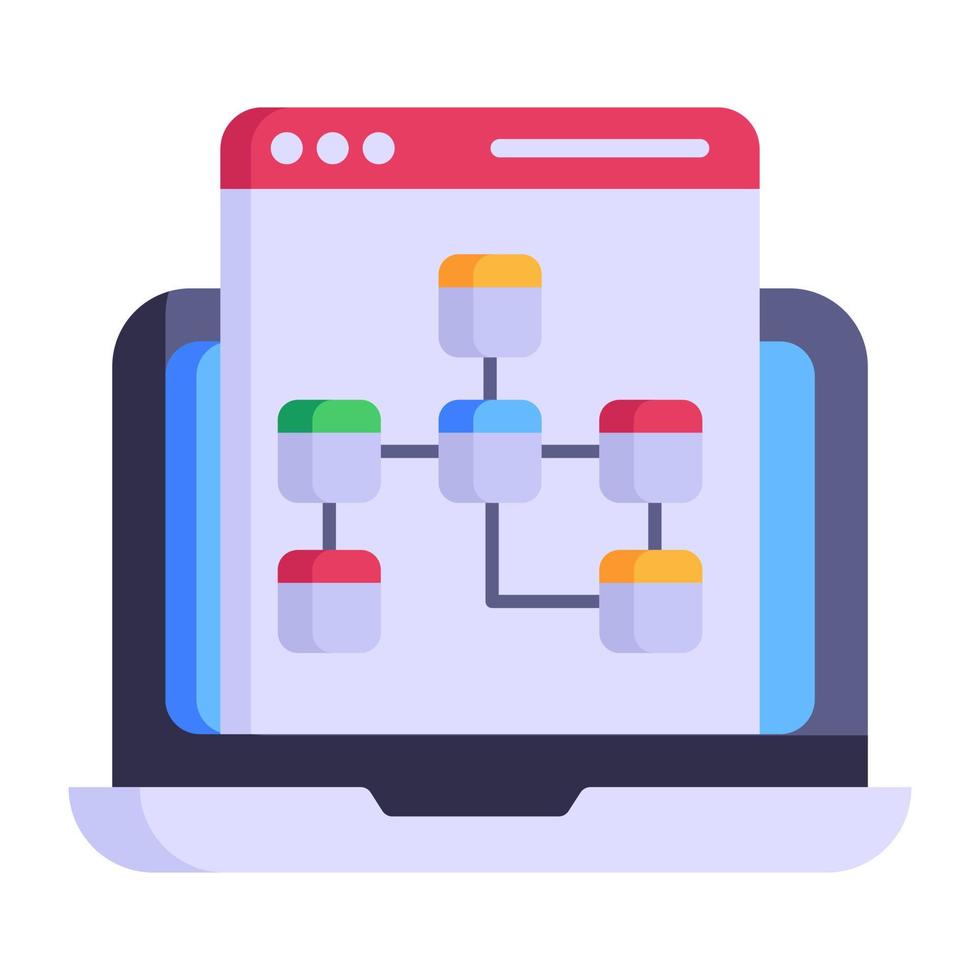 Flowchart and magnifier, concept of data evaluation flat icon vector