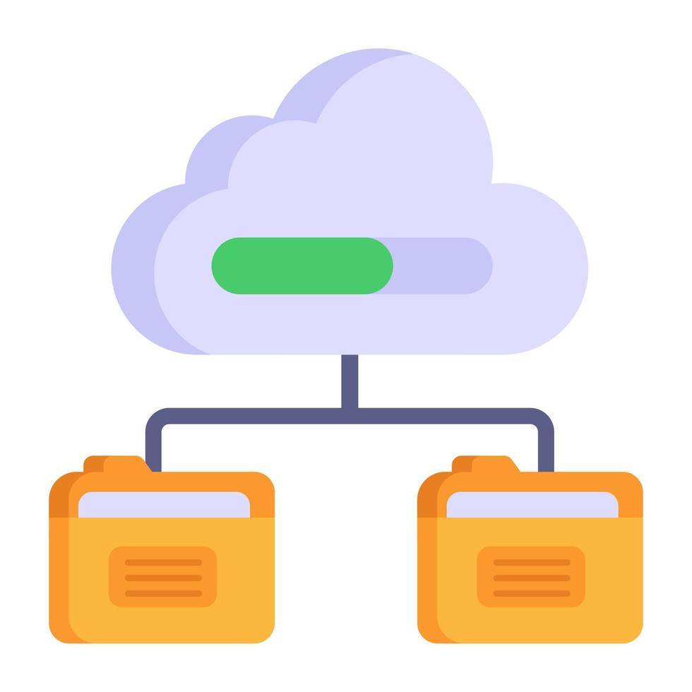 Internet data transfer, flat icon of cloud hosting vector