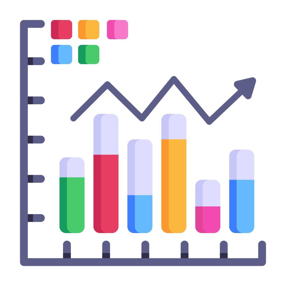 Person presenting business chart, flat icon of data analyst vector