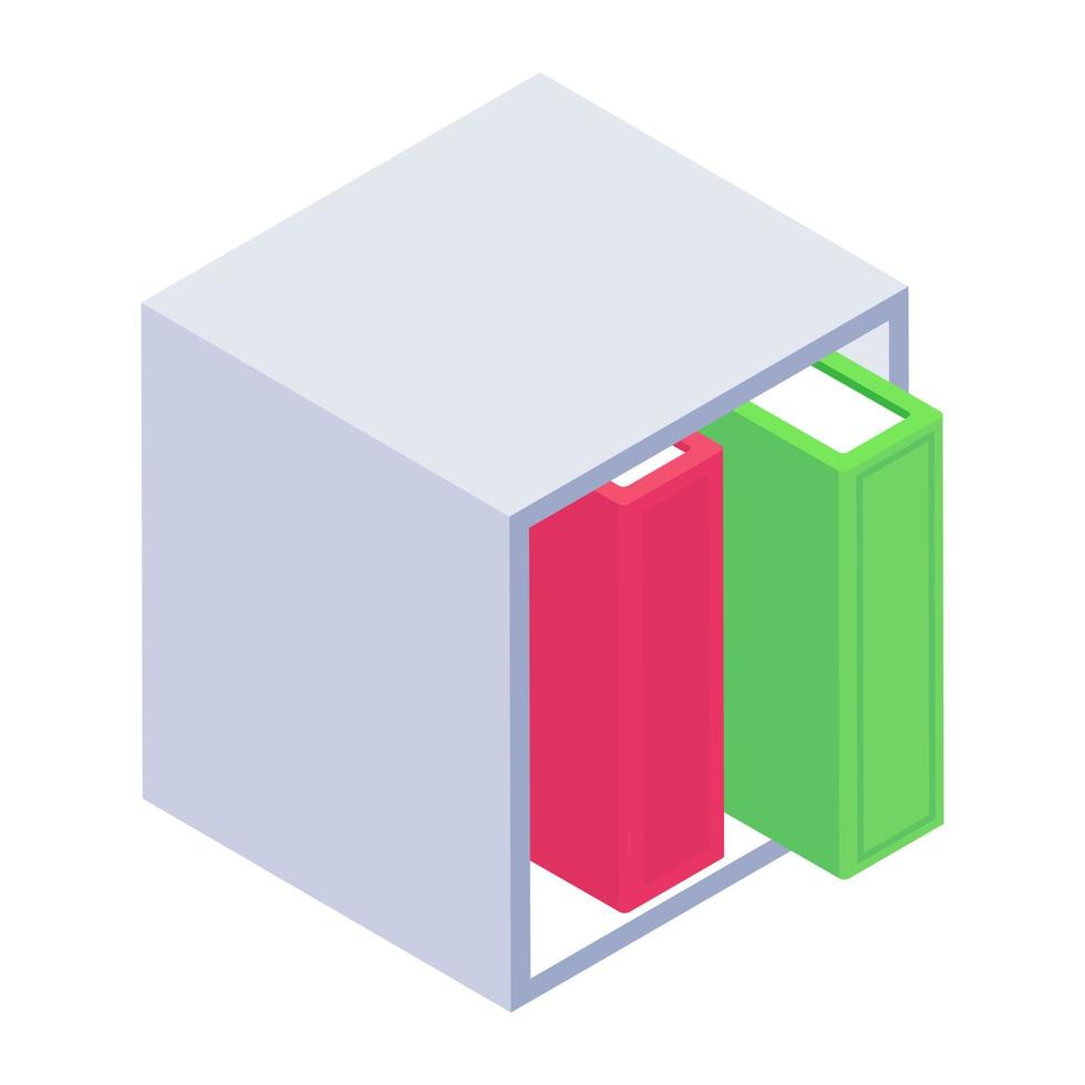 Get knowledge by books, isometric icon vector