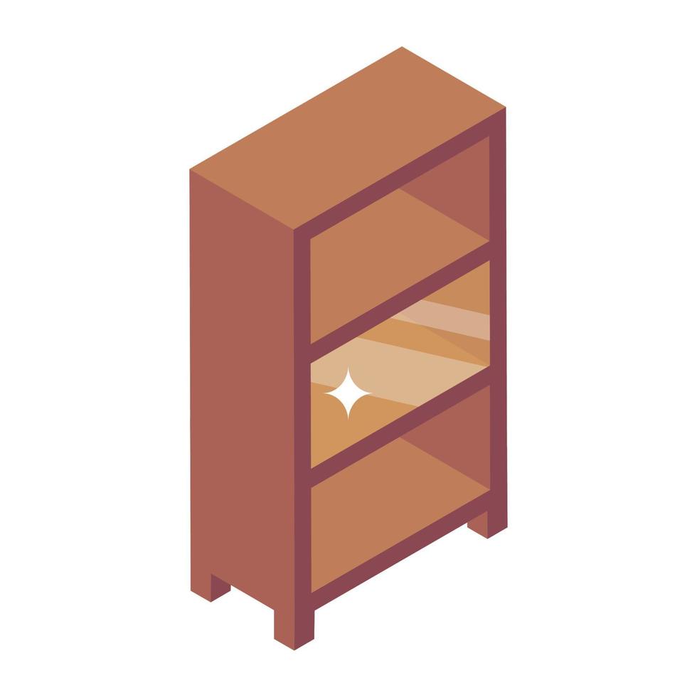 An office wardrobe, wooden cupboard icon in isometric style vector