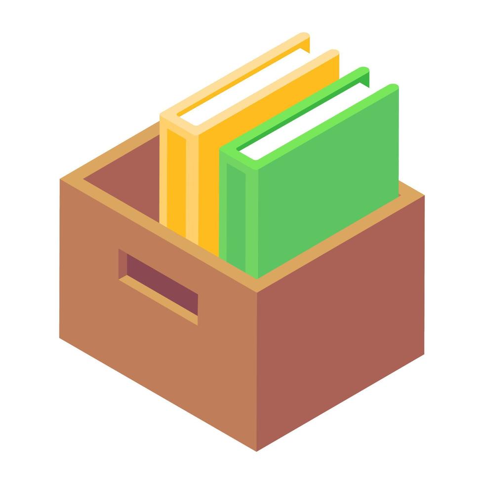 Get knowledge by books, isometric icon vector