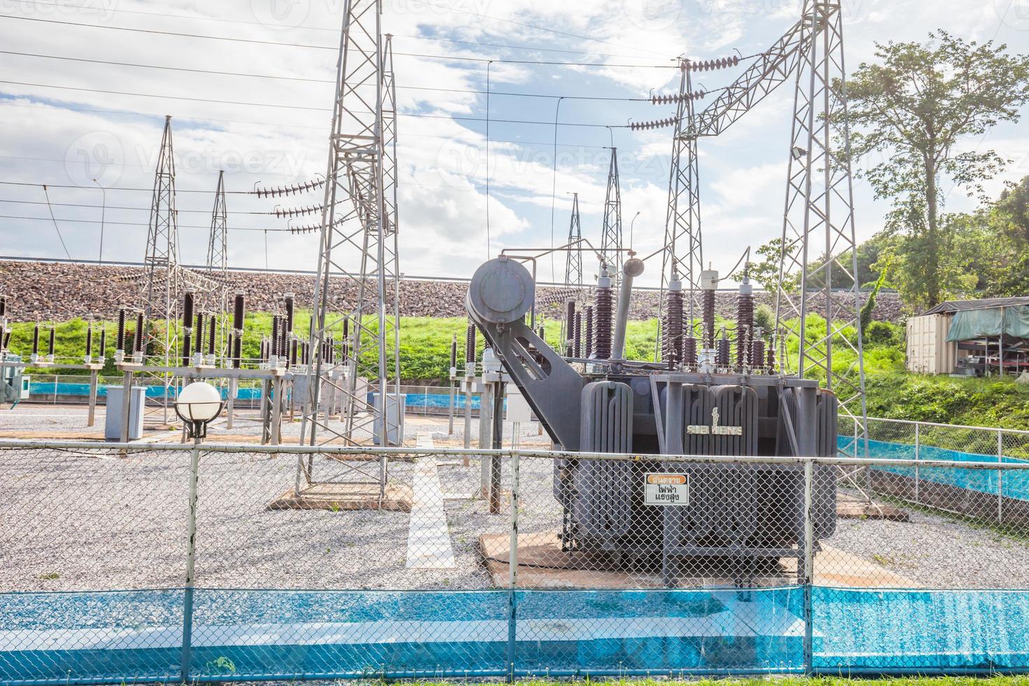 Part of high-voltage substation with switches and disconnectors photo