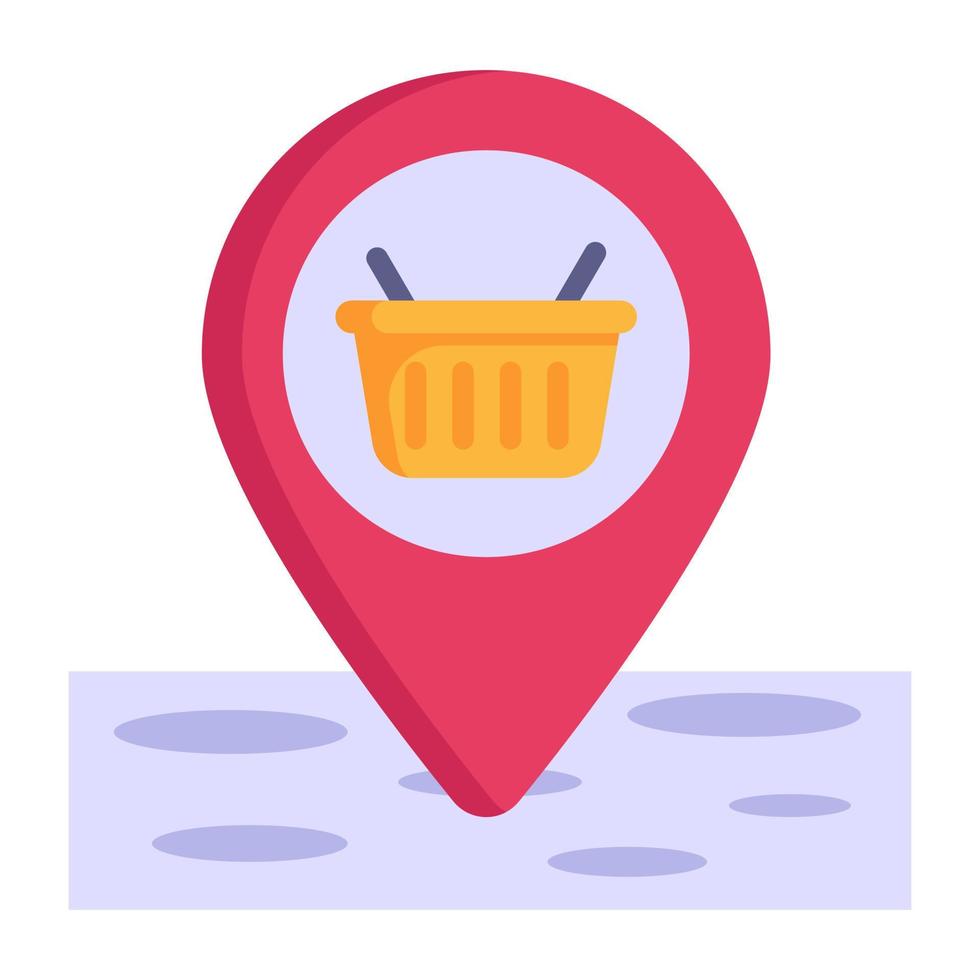 icono de ubicación de compras diseño plano vector