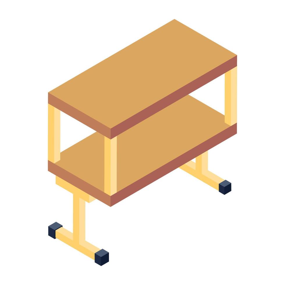 Icon of trolley table in isometric design vector