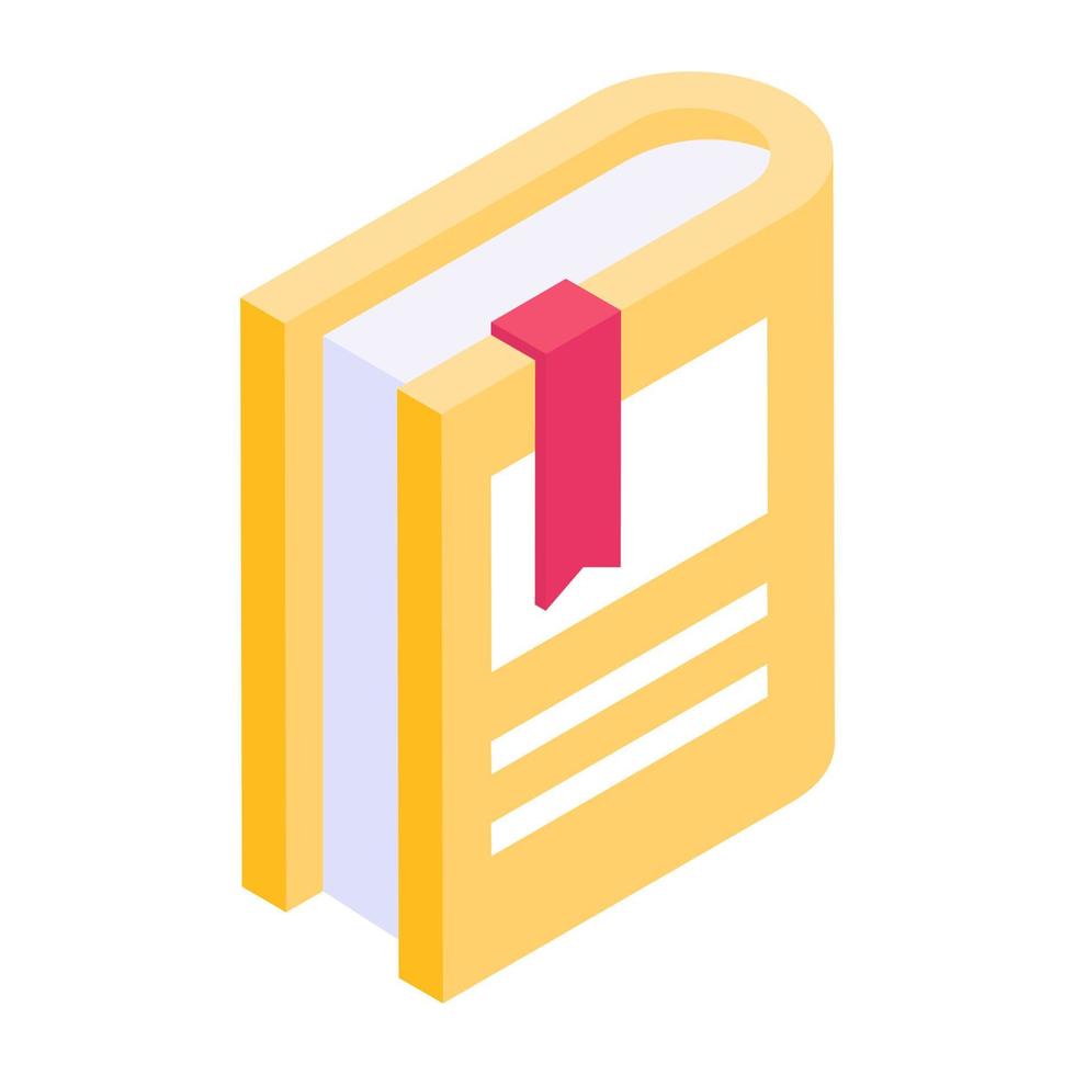 A book with bookmark in isometric icon vector