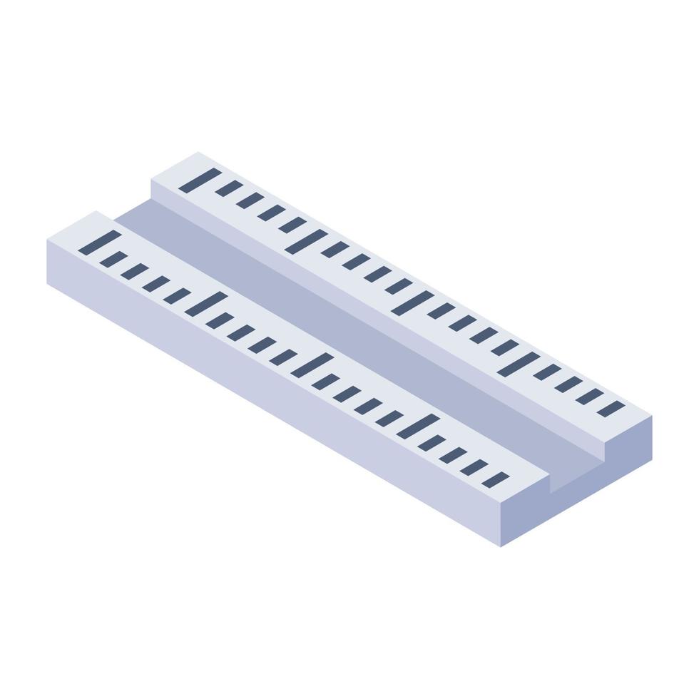 herramienta para medir o calcular la longitud, regla en estilo isométrico moderno vector