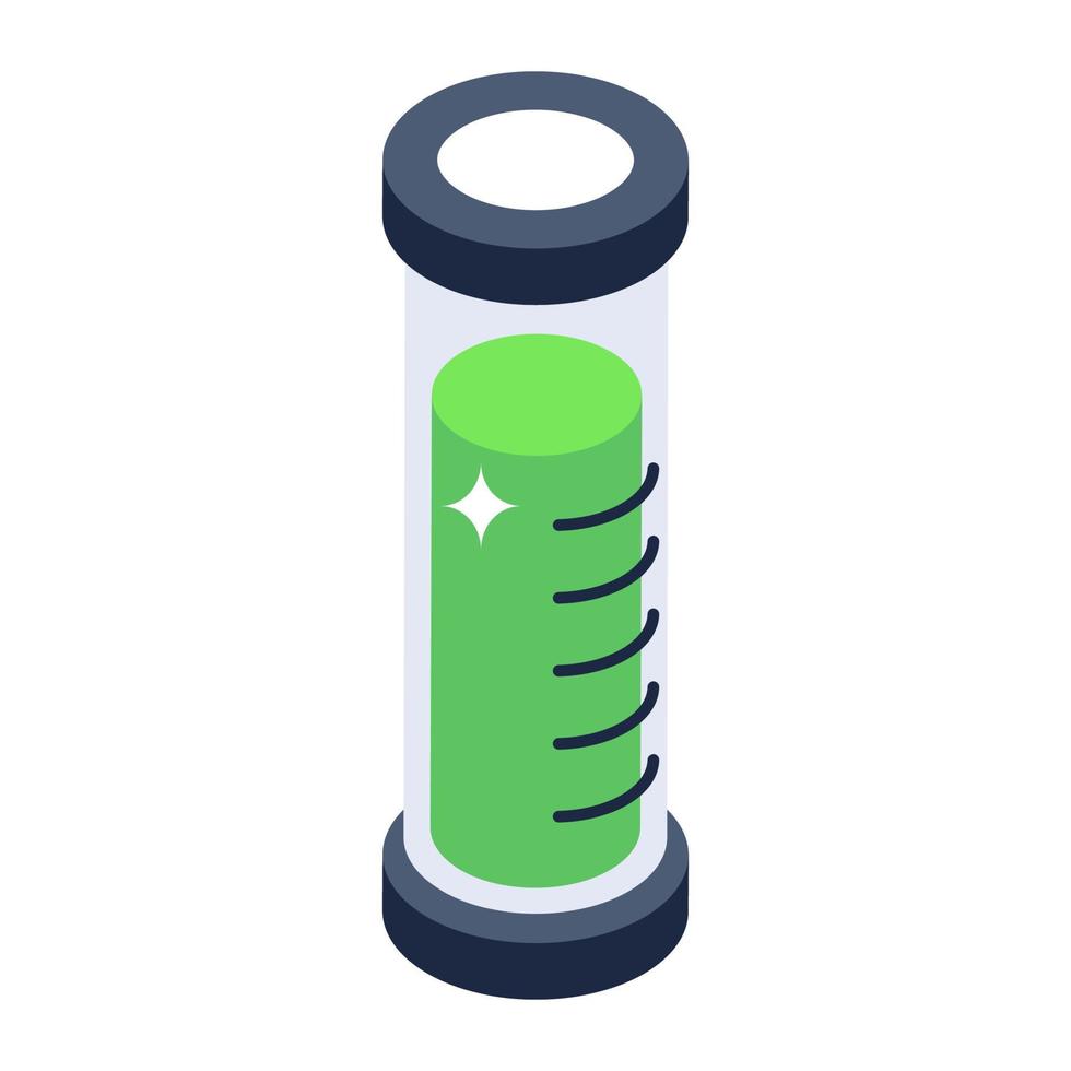 Fluid in a flask, isometric icon of lab chemical vector