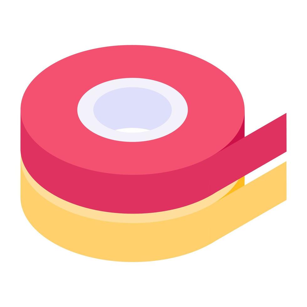 Decorative ribbon roll in isometric icon vector