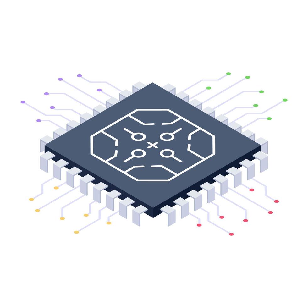 Microprocessor icon, trendy vector of integrated circuit