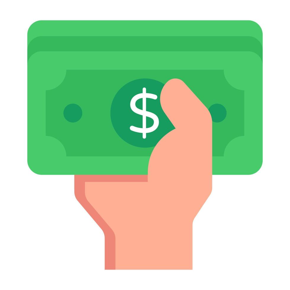 A cash in hand, flat vector download