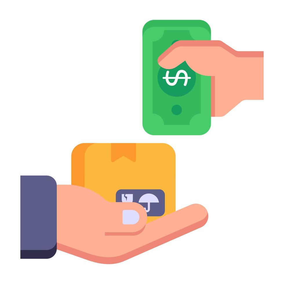 A cash in hand, flat vector download