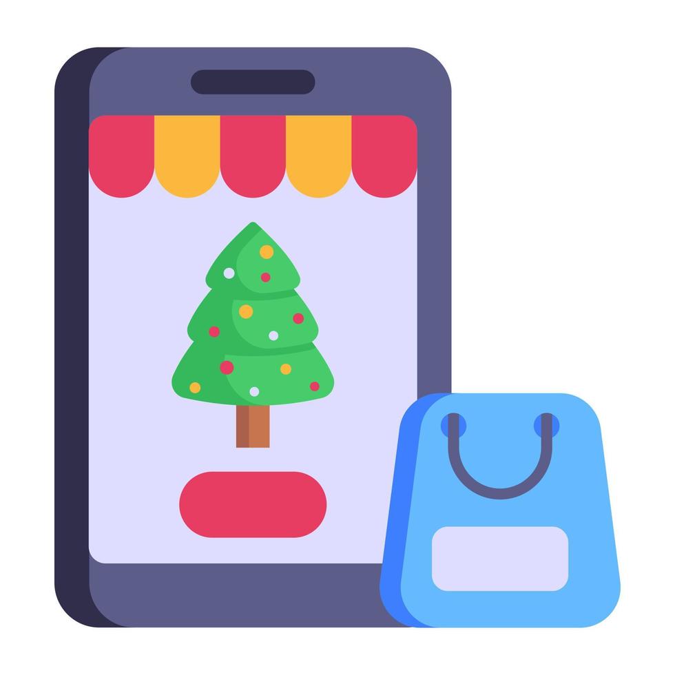 A christmas shopping app flat icon vector