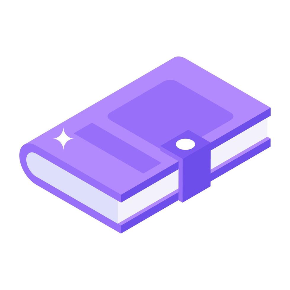 Isometric icon of journal, buttoned notebook vector