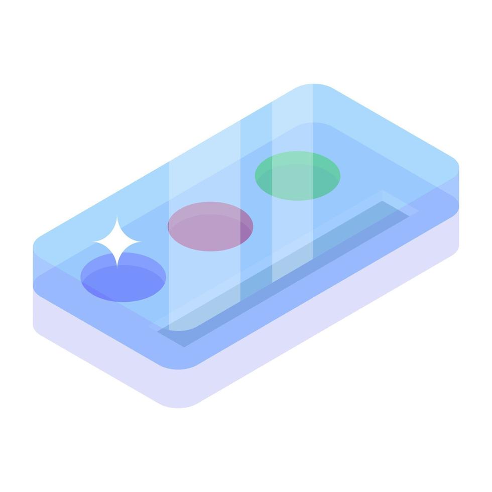 Isometric icon of watercolour box, painting tool vector