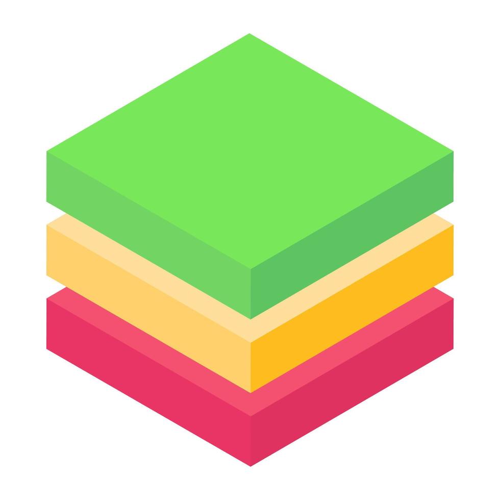 Arrangement of things in layers, isometric icon of layers vector