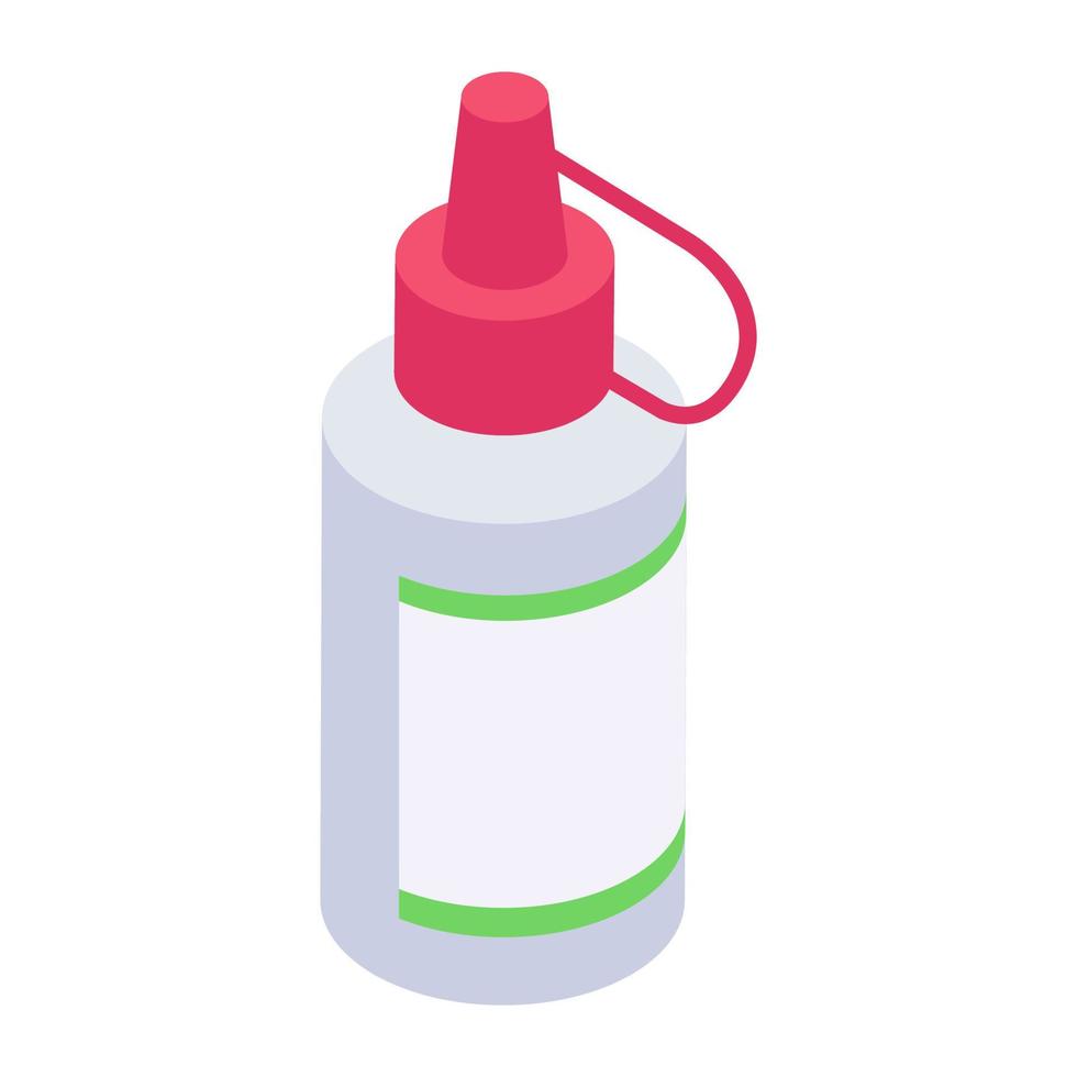 Craft glue isometric icon, used for fixing purposes in art projects vector