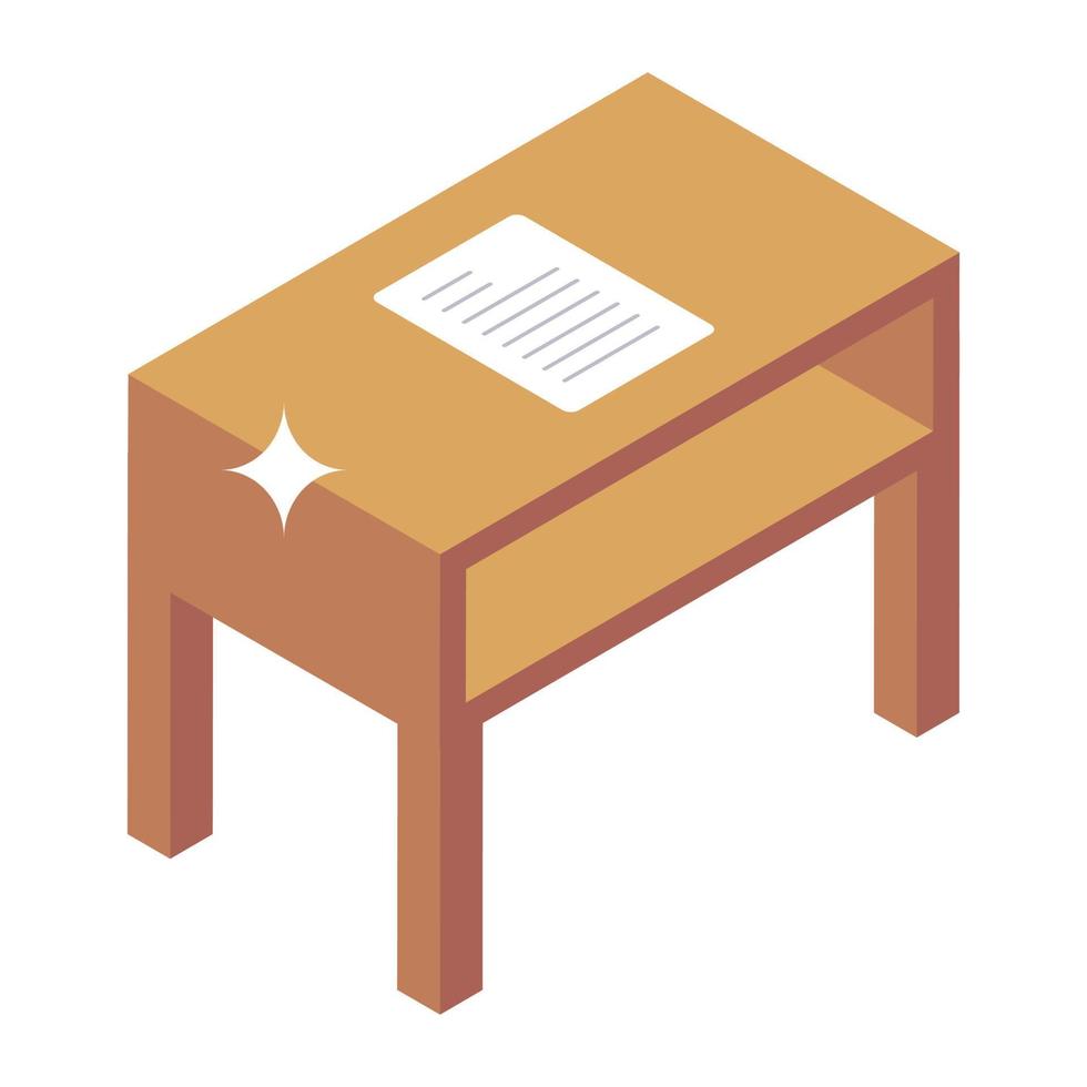 School table in isometric style icon, work table vector