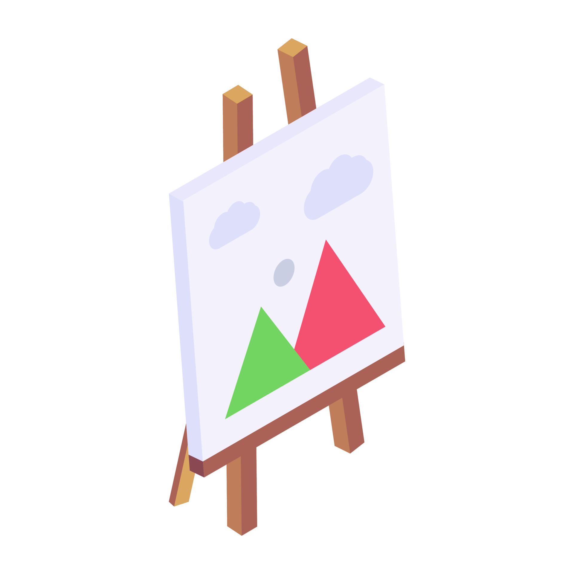 Painters use canvas stand for holding paintings, 6432272 Vector Art at