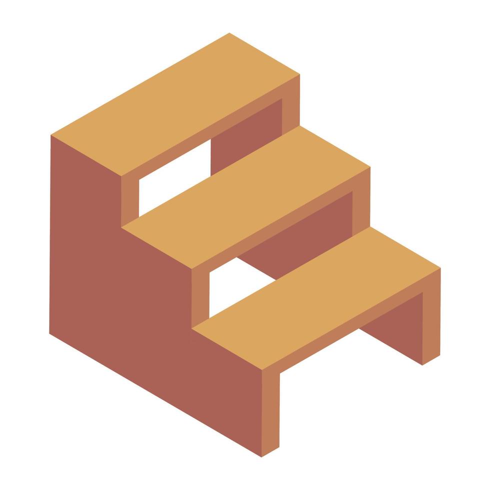 Isometric style icon of stairs, up and down way vector