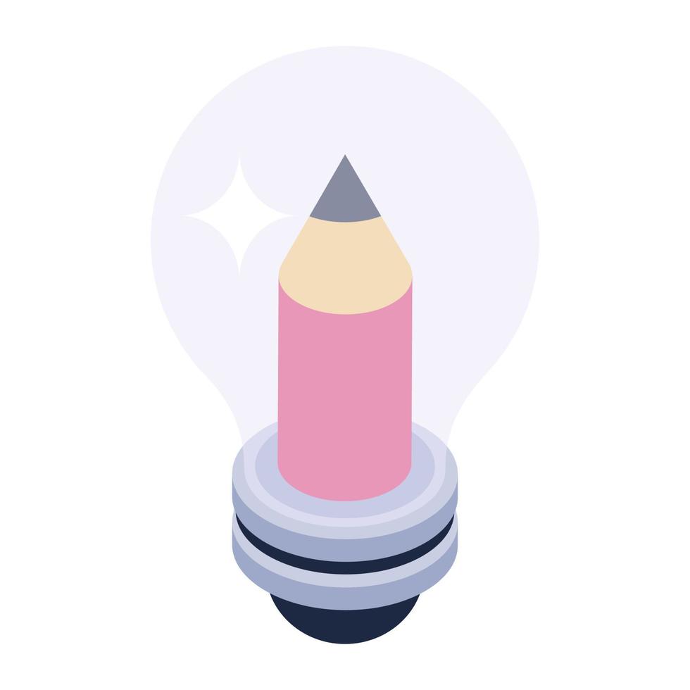Isometric style icon showing creativity, ideas vector