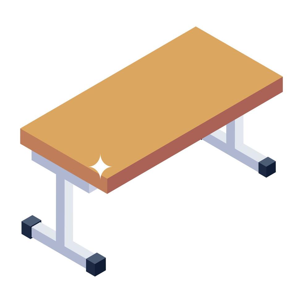 mesa escolar en icono de estilo isométrico, mesa de trabajo vector