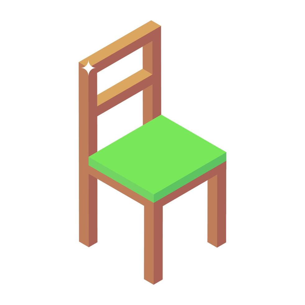 Isometric style icon of school chair, school interior vector