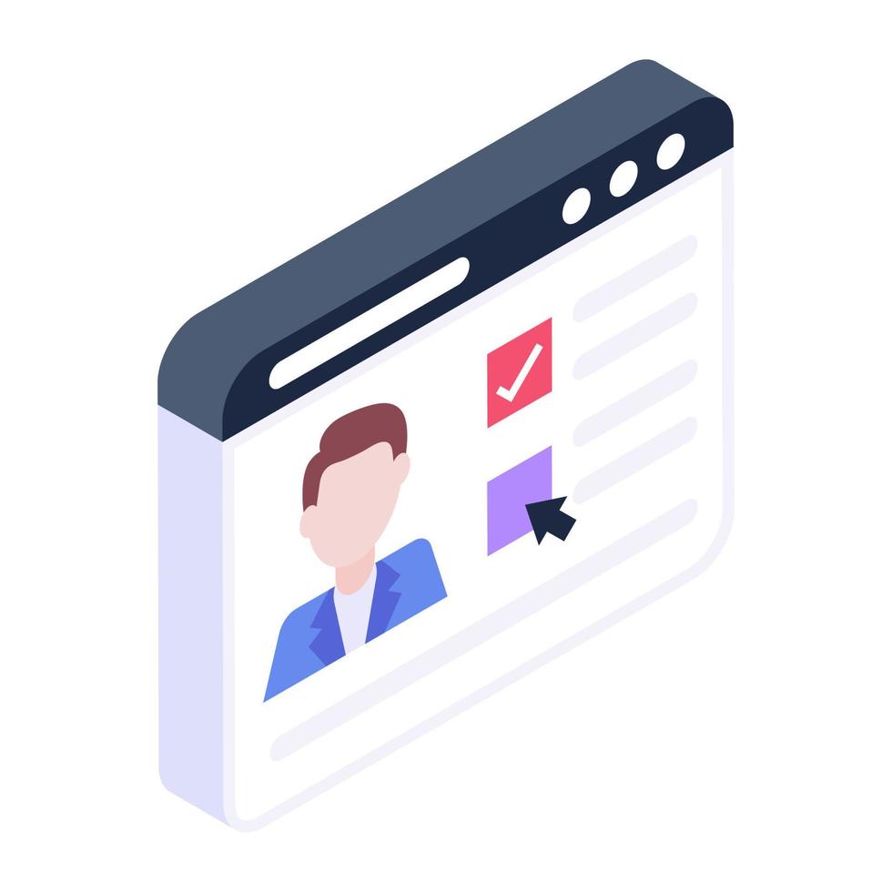 Isometric icon showing online teacher, virtual study vector